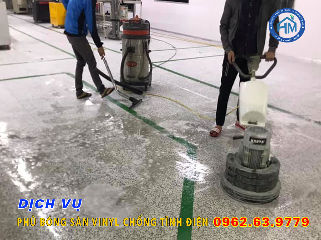 Dịch vụ phủ bóng sàn vinyl chống tĩnh điện tại Hà Nội